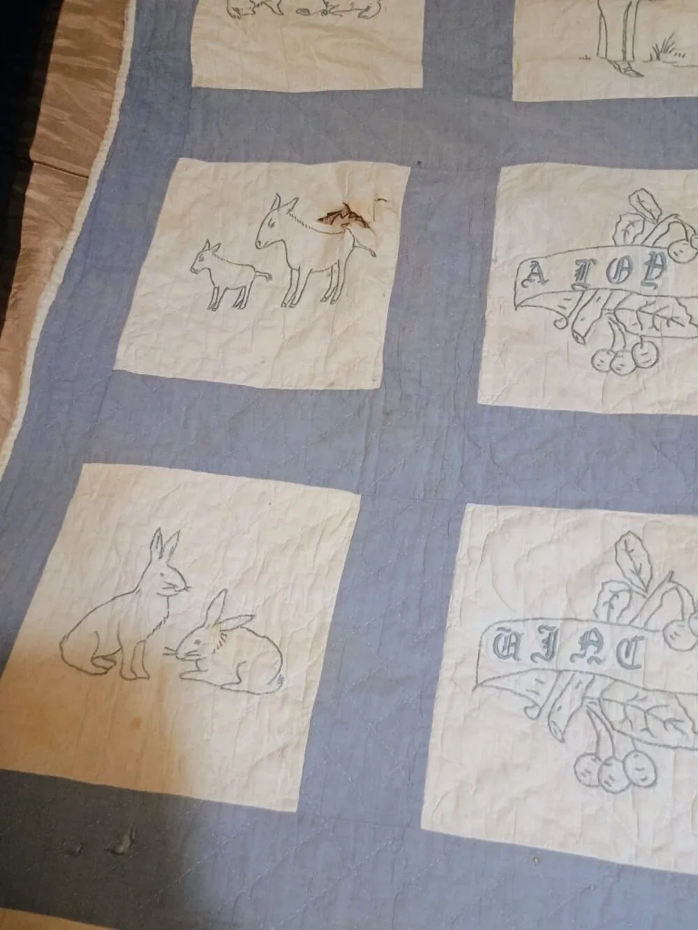 Antique baby boy crib quilt